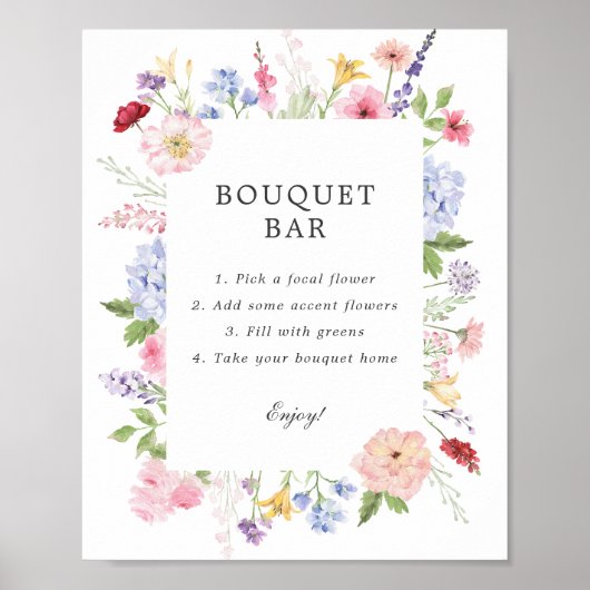 Spring Floral Frame Bouquet Bar Poster (Vorne)