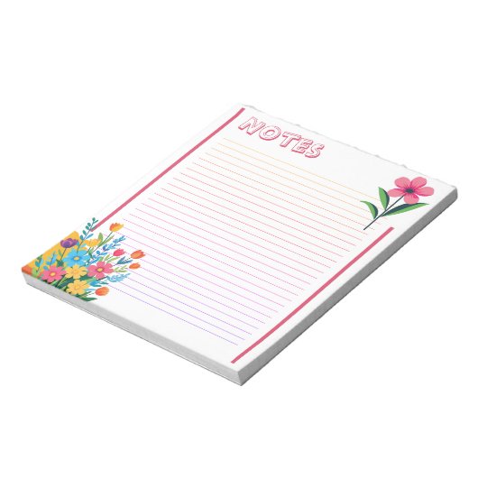 Spring Floral Fresh & Colorful Lined Notizblock (Rotiert)