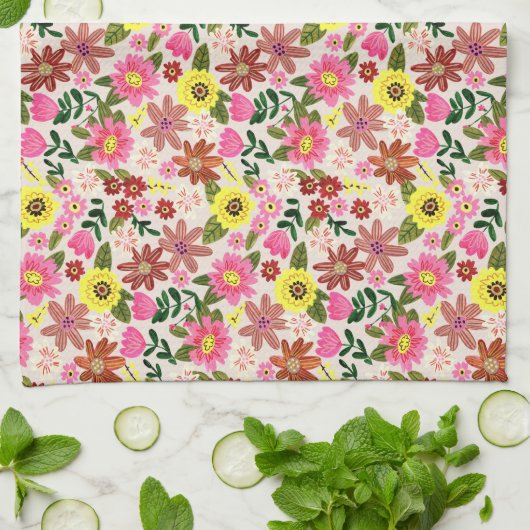 Spring Floral Garden Easter Kitchen Tea  Geschirrtuch (Gefaltet)