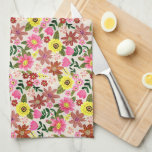 Spring Floral Garden Easter Kitchen Tea  Geschirrtuch<br><div class="desc">Bring the cheerful beauty of spring into your kitchen with this colorful floral Easter kitchen towel. The vibrant botanical pattern features blooming garden flowers in pink, yellow, and warm earthy tones, creating a joyful wildflower-inspired design. The hand-drawn floral illustration adds a fresh and lively seasonal touch that brightens everyday kitchen...</div>