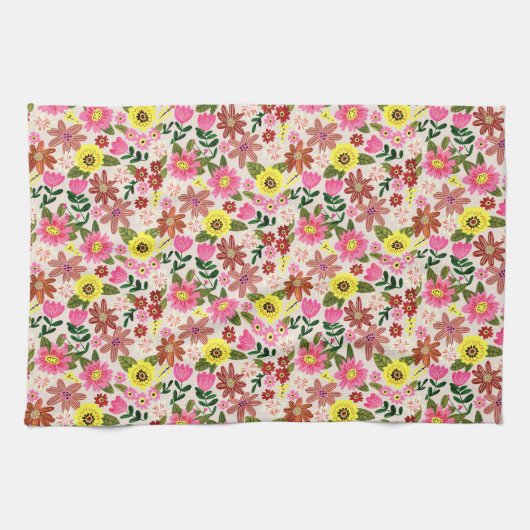 Spring Floral Garden Easter Kitchen Tea  Geschirrtuch (Horizontal)