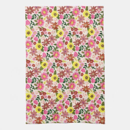 Spring Floral Garden Easter Kitchen Tea  Geschirrtuch (Vertikal)