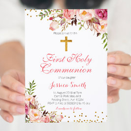 Spring Floral Girl Christening Einladungskarte Einladung