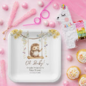 Spring Floral Hegehog Oh Baby Dusche Pappteller (Party)
