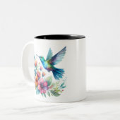 Spring Floral Hummingbird Zweifarbige Tasse (Vorderseite Links)