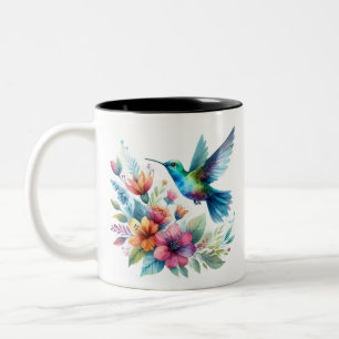 Spring Floral Hummingbird Zweifarbige Tasse