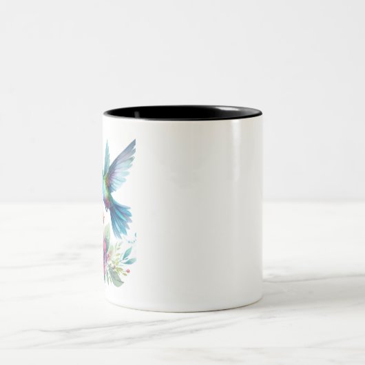 Spring Floral Hummingbird Zweifarbige Tasse (Mittel)