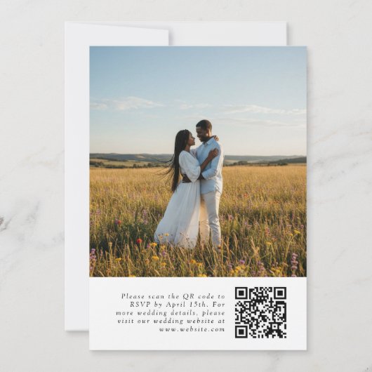 Spring Floral Meadow QR Code Photo Wedding Einladung (Rückseite)