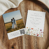 Spring Floral Meadow QR Code Photo Wedding Einladung