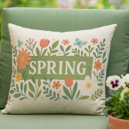 Spring Floral on Tan Color  Kissen