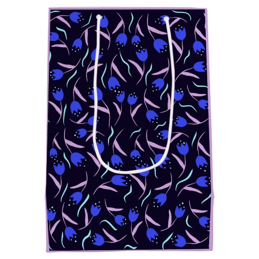 Spring Floral Pattern Lilac Mittlere Geschenktüte (Rückseite)