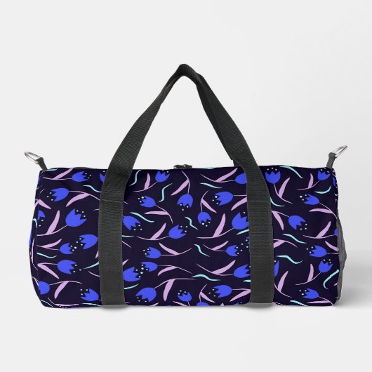 Spring Floral Pattern on Dark Blue Background Duffle Bag (Vorderseite)