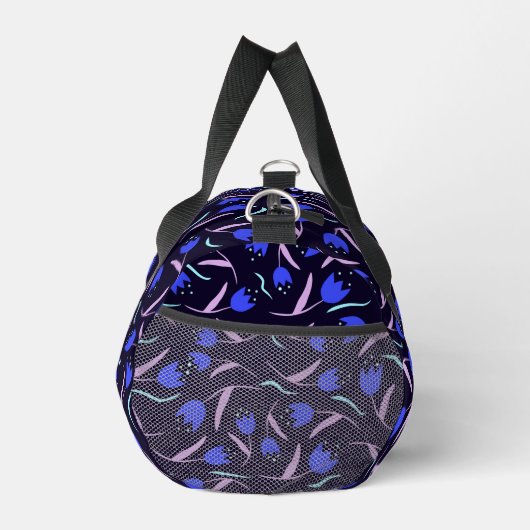 Spring Floral Pattern on Dark Blue Background Duffle Bag (Rechts)