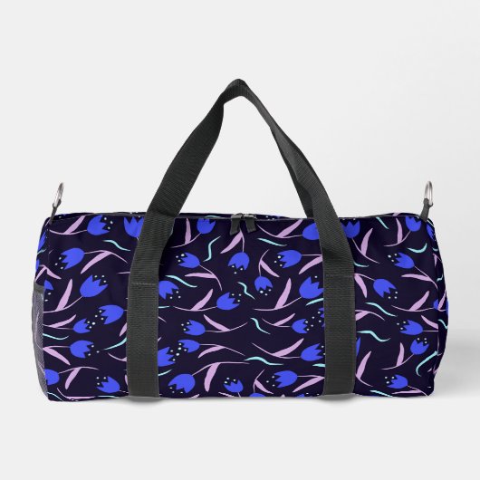 Spring Floral Pattern on Dark Blue Background Duffle Bag (Rückseite)