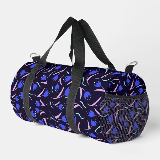 Spring Floral Pattern on Dark Blue Background Duffle Bag (Rechte Ecke)