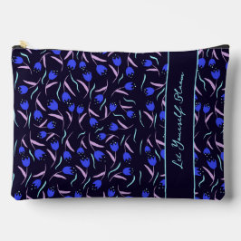 Spring Floral Pattern on Dark Blue Background Zubehörtasche