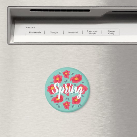 Spring Floral Pattern Pink Petals Custom Text Magnet (In Situ (Geschirrspüler))