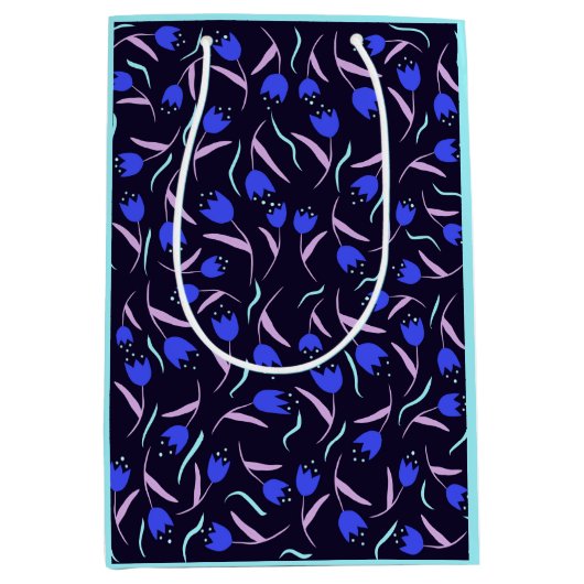 Spring Floral Pattern Turquoise Mittlere Geschenktüte (Vorderseite)