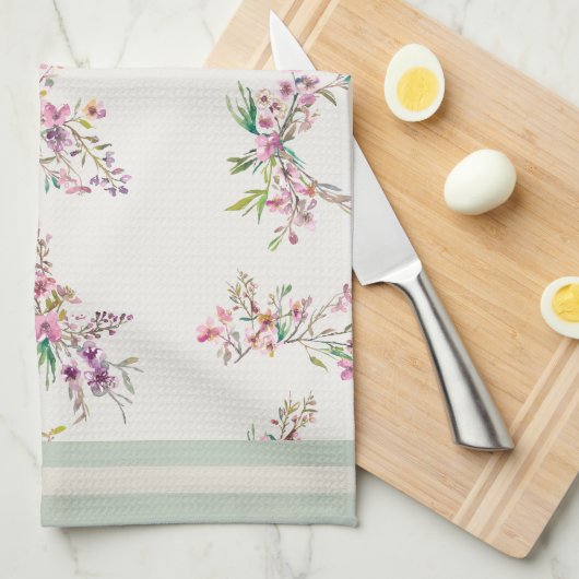 Spring Floral Pattern Watercolor Botanical Geschirrtuch (Viertel Falte)