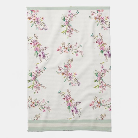 Spring Floral Pattern Watercolor Botanical Geschirrtuch (Vertikal)