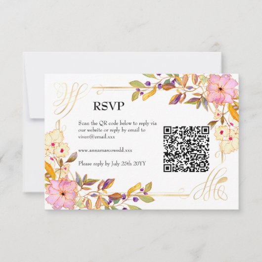 Spring Floral QR Code Rsvp Card (Vorderseite)