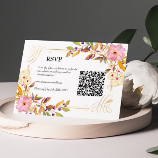 Spring Floral QR Code Rsvp Card Karte