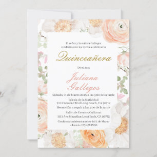 Spring Floral Quinceanera Einladung