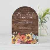 Spring Floral Rustic Wood Modern Bridal Shower  Einladung (Stehend Vorderseite)