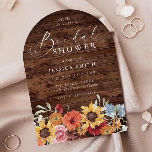 Spring Floral Rustic Wood Modern Bridal Shower  Einladung
