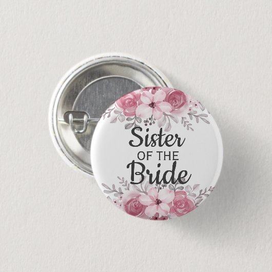 Spring Floral Schwester der Braut Button (Vorne & Hinten)