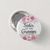 Spring Floral Schwester des Bräutigam Button (Vorne & Hinten)