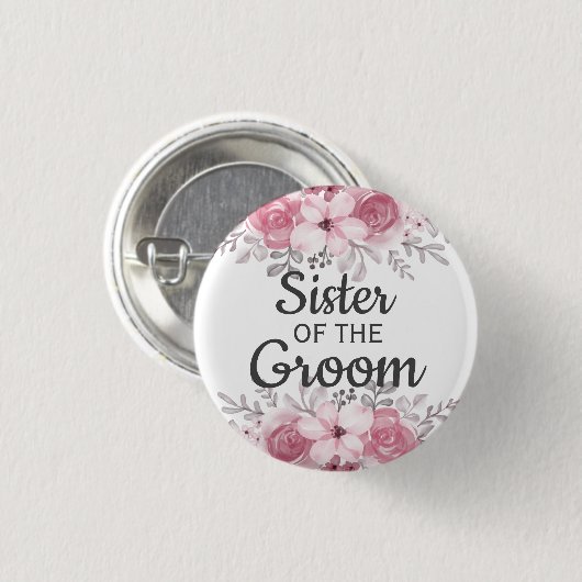 Spring Floral Schwester des Bräutigam Button (Vorne & Hinten)