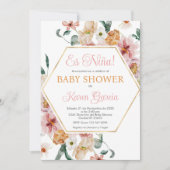 Spring Floral Spanish Baby Shower Girl Einladung (Vorderseite)