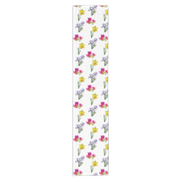 Spring Floral Tulips Daffodils Irises Kurzer Tischläufer