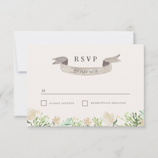 Spring Floral Wappen Wedding RSVP Karte (Vorderseite)