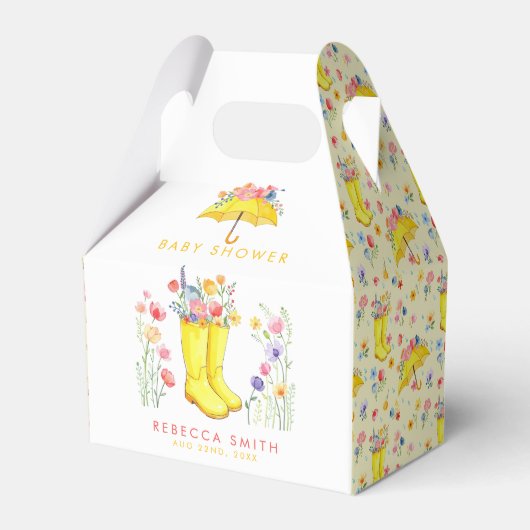 Spring Floral Watercolor Baby Dusche Gefälligkeits Geschenkschachtel (Vorderseite)