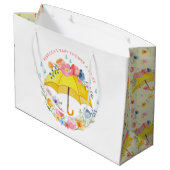 Spring Floral Watercolor Babydusche Geschenktasche Große Geschenktüte (Rückseite Schrägansicht)