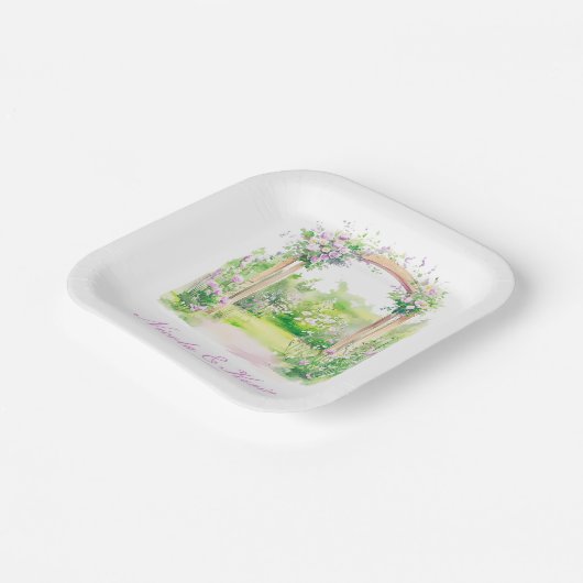 Spring Floral Wedding Arch Pappteller (Gewinkelt)