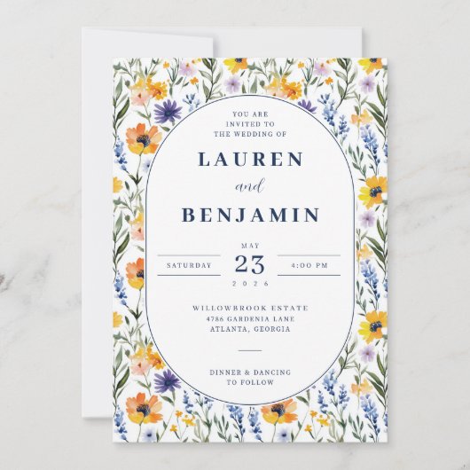 Spring Floral Wedding Einladung (Vorderseite)