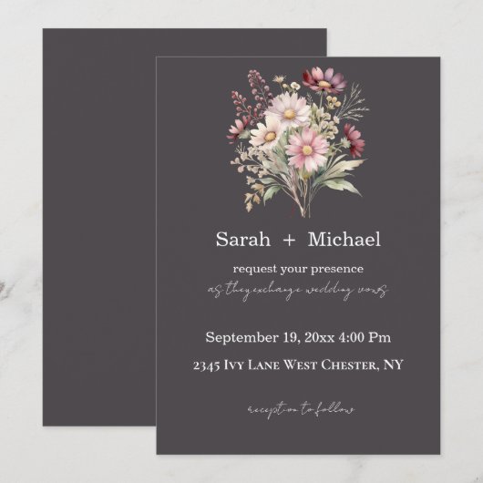 Spring Floral Wedding Invitation Einladung (Vorne/Hinten)