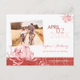 Spring Floral Wedding Photo Save the Date Ankündigungspostkarte