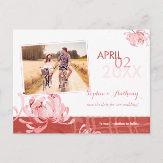 Spring Floral Wedding Photo Save the Date Ankündigungspostkarte (Vorderseite)