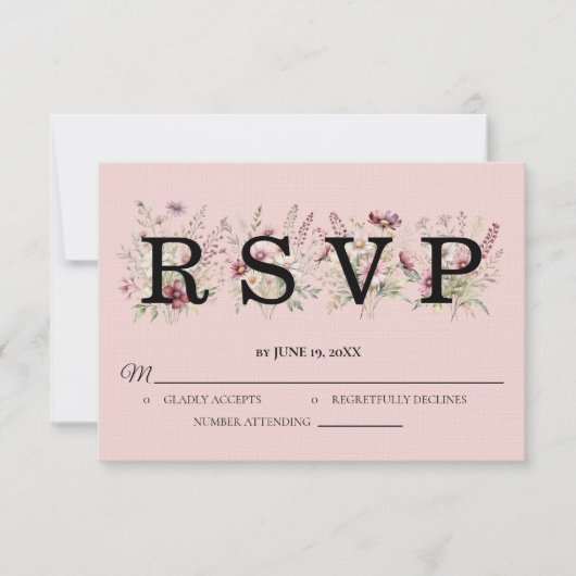 Spring Floral Wedding RSVP card Karte (Vorderseite)