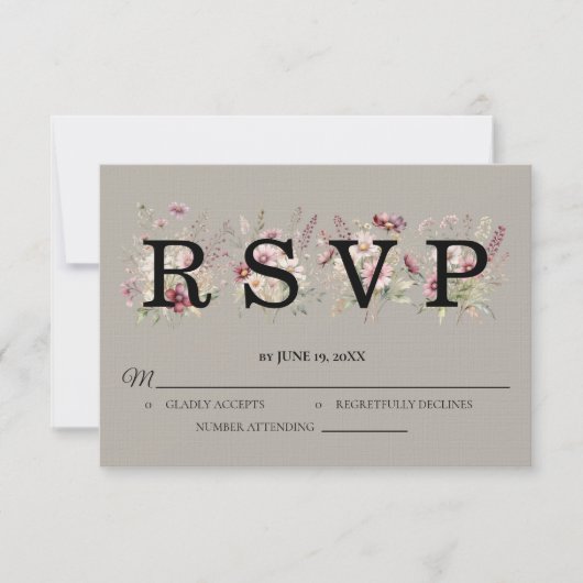 Spring Floral Wedding RSVP card Karte (Vorderseite)