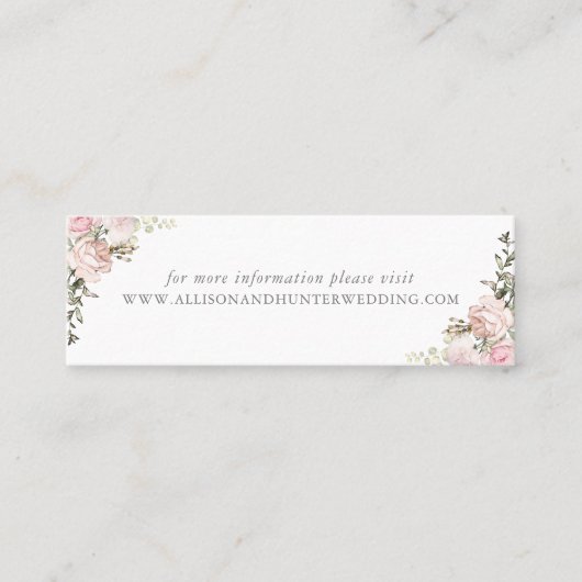 Spring Floral Wedding Website Card Mini Visitenkarte (Vorderseite)