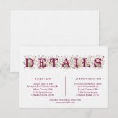 Spring Floral Wine Details Enclosure Card Begleitkarte (Vorne/Hinten)