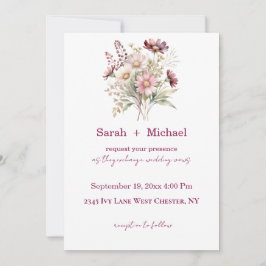 Spring Floral Wine Wedding Invitation Einladung