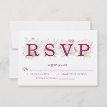 Spring Floral Wine Wedding RSVP card