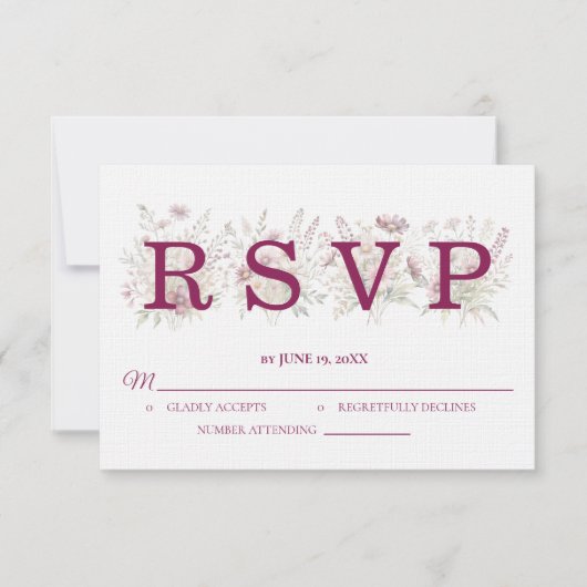 Spring Floral Wine Wedding RSVP card Karte (Vorderseite)