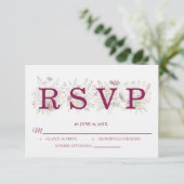 Spring Floral Wine Wedding RSVP card Karte (Stehend Vorderseite)